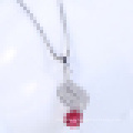 Women′s Elegant 925 Sterling Silver Red Crystal Pendant Necklace